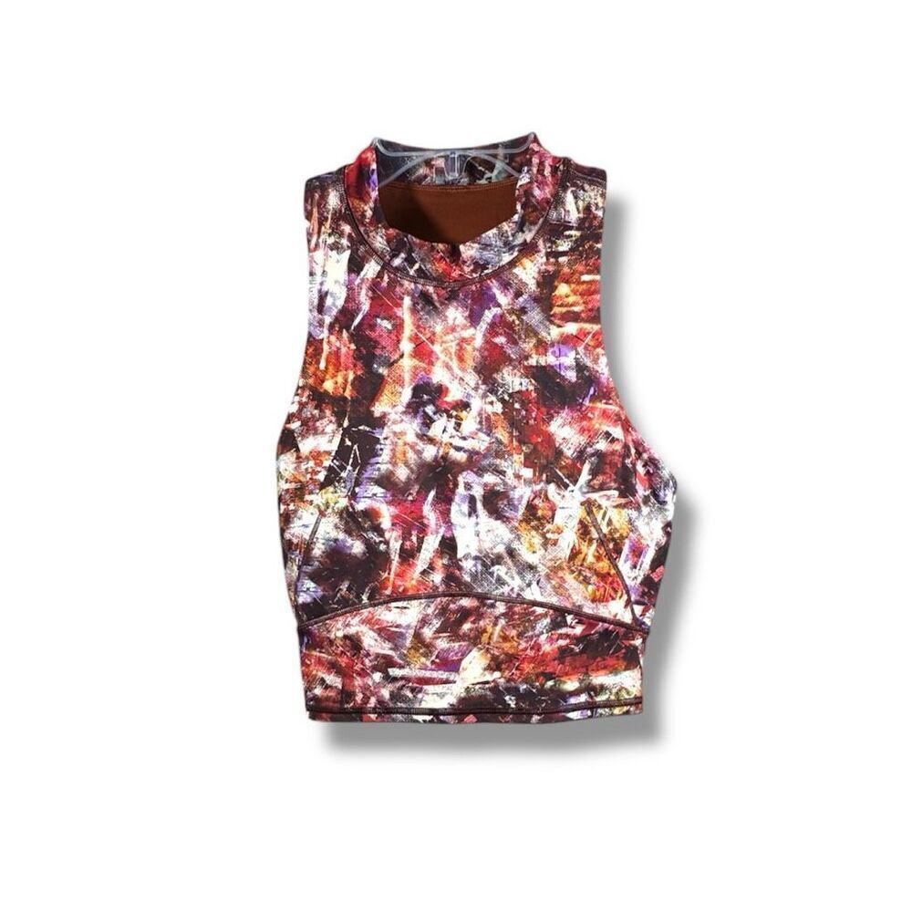 Lululemon Everlux Mesh Cropped Tank in Urbantricity Multi Dark Terracotta Size 8